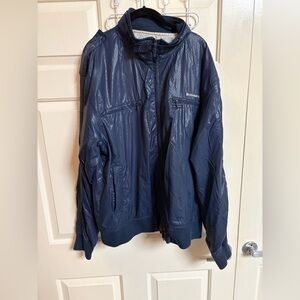 VTG 90’s Live Mechanics Moto Jacket Well Established Black Striped Windbreaker